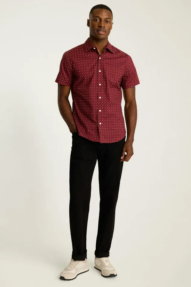 Men Riviera Short Sleeve Shirt Burgundy Floral Geo Bonobos Casual Shirts