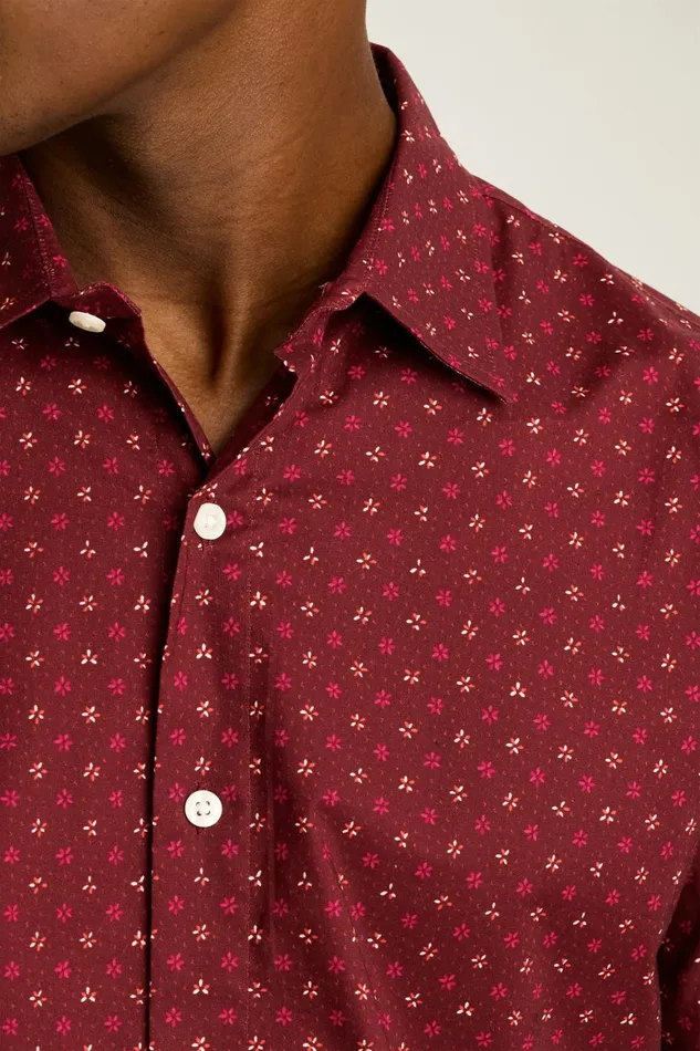Men Riviera Short Sleeve Shirt Burgundy Floral Geo Bonobos Casual Shirts