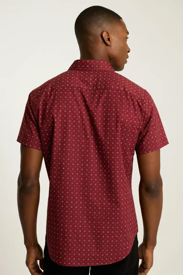 Men Riviera Short Sleeve Shirt Burgundy Floral Geo Bonobos Casual Shirts