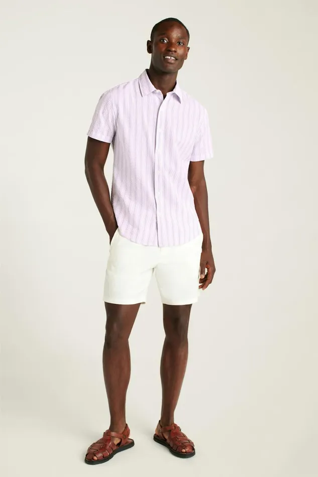 Men Riviera Short Sleeve Shirt Lavender Stripe Bonobos Casual Shirts