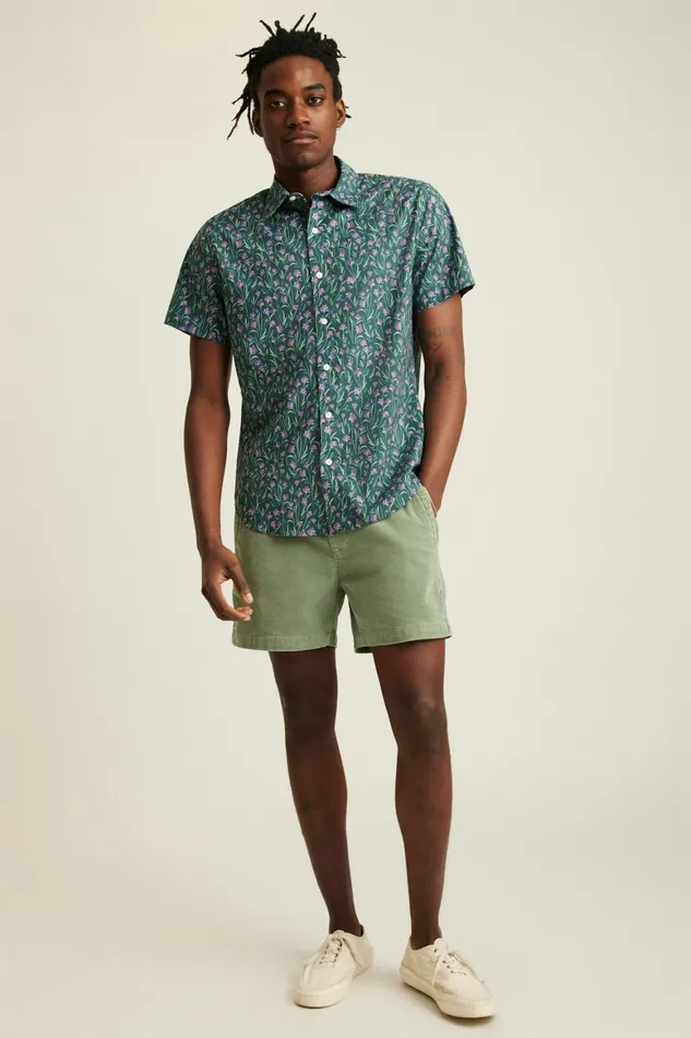 Men Riviera Short Sleeve Shirt Mint Floral Scatter Bonobos Casual Shirts