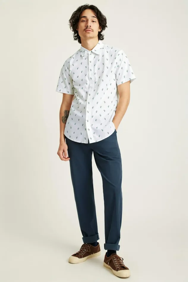 Men Riviera Short Sleeve Shirt White Daisies Bonobos Casual Shirts
