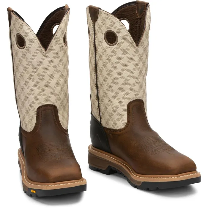 MEN Roughneck 12034 Work Pecan Justin Boots Work