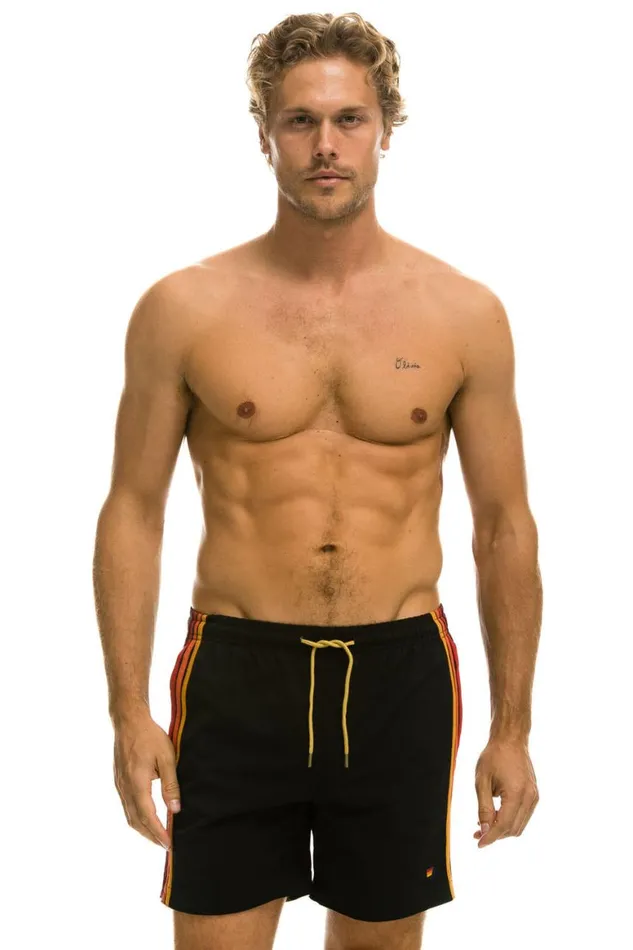 Men Shorts Aviator Nation 5 Stripe Flex Shorts 8211 Black