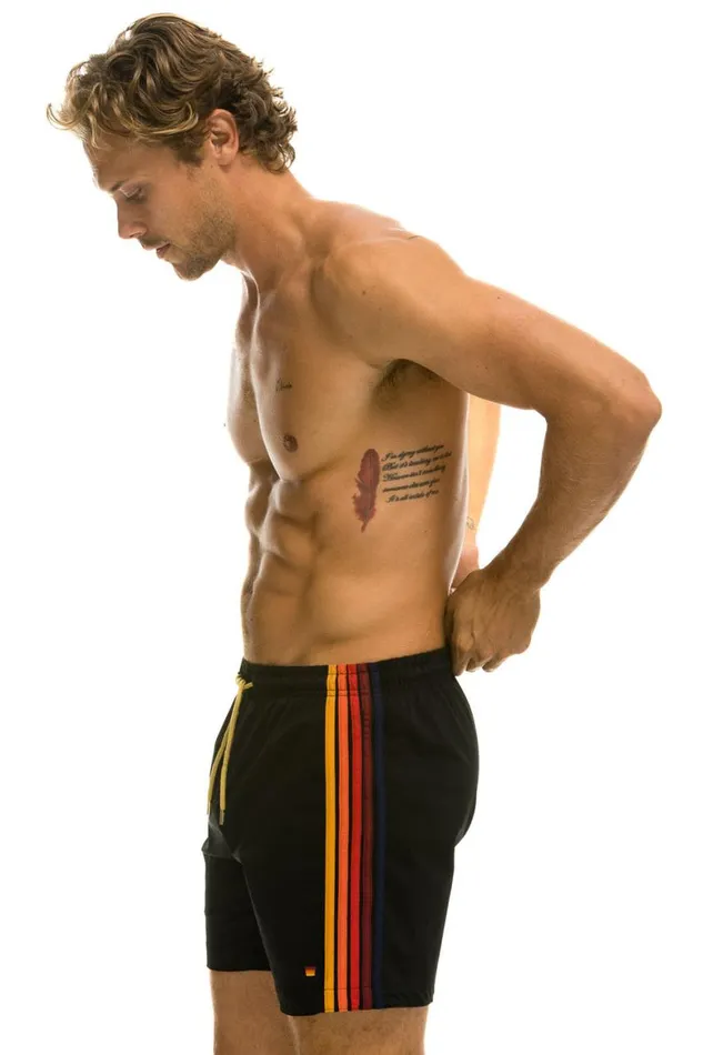 Men Shorts Aviator Nation 5 Stripe Flex Shorts 8211 Black