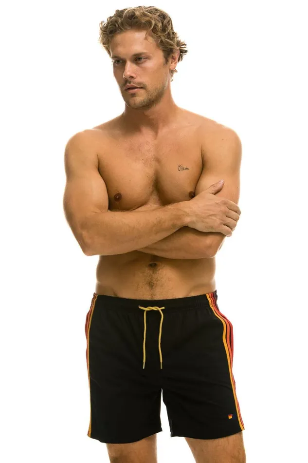 Men Shorts Aviator Nation 5 Stripe Flex Shorts 8211 Black