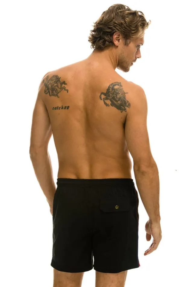 Men Shorts Aviator Nation 5 Stripe Flex Shorts 8211 Black