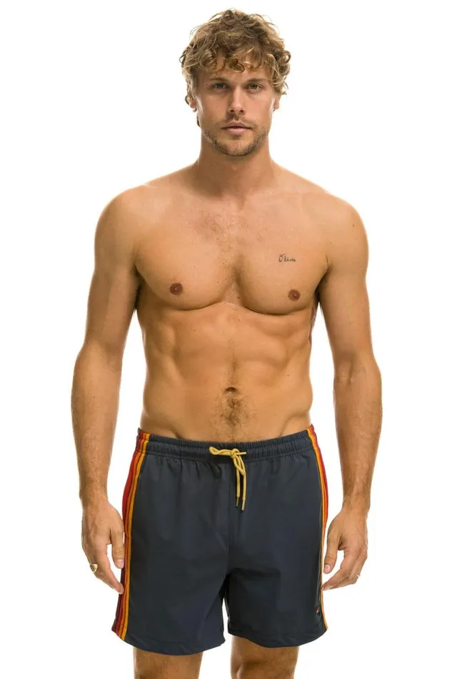 Men Shorts Aviator Nation 5 Stripe Flex Shorts 8211 Titanium