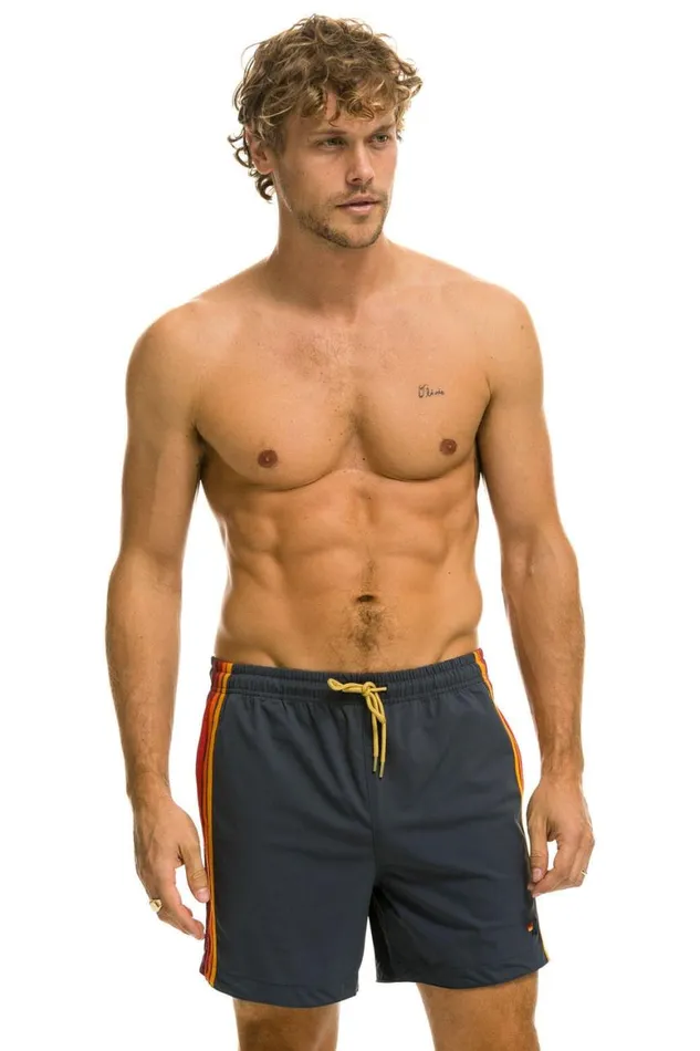 Men Shorts Aviator Nation 5 Stripe Flex Shorts 8211 Titanium