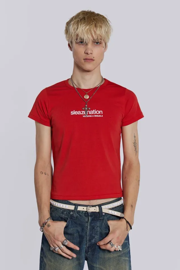 Men Sleazenation Red How Old Are You Baby Tee Jaded London TShirts and Vests
