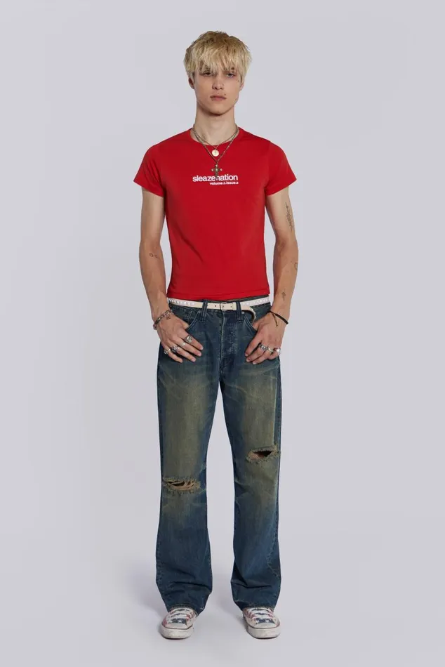 Men Sleazenation Red How Old Are You Baby Tee Jaded London TShirts and Vests