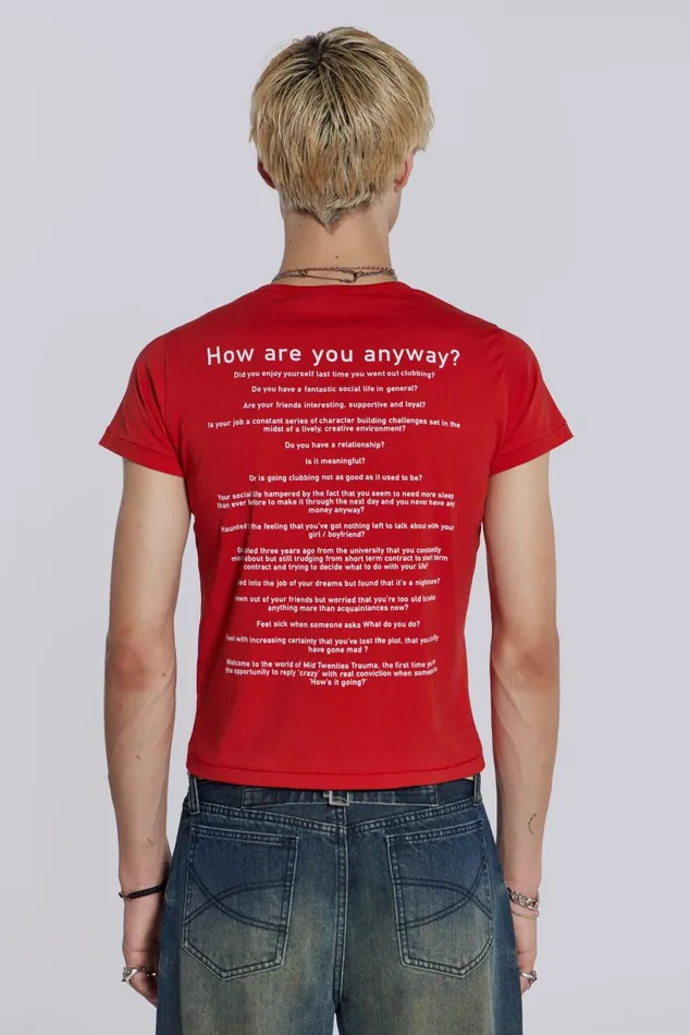 Men Sleazenation Red How Old Are You Baby Tee Jaded London TShirts and Vests