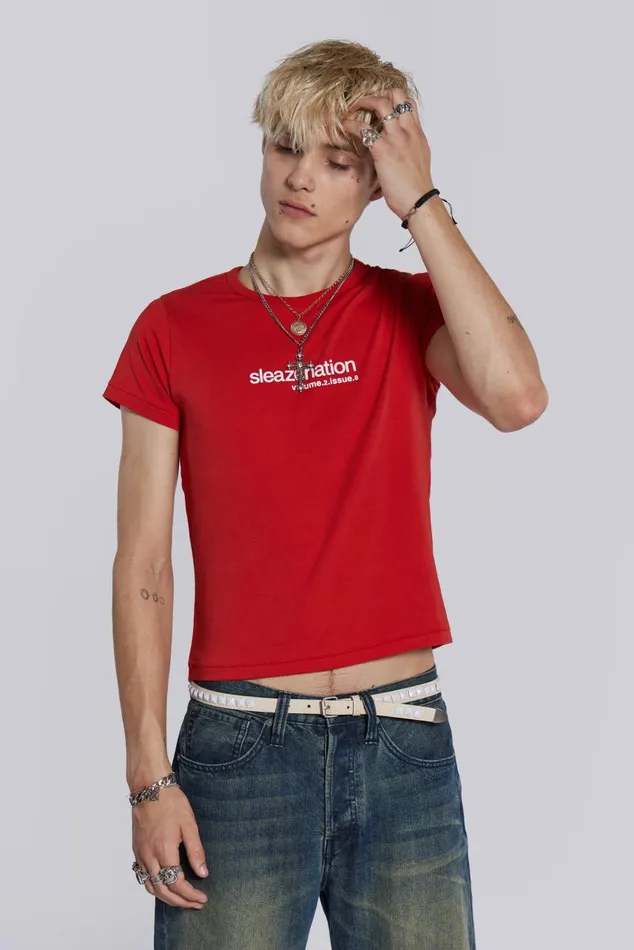 Men Sleazenation Red How Old Are You Baby Tee Jaded London TShirts and Vests
