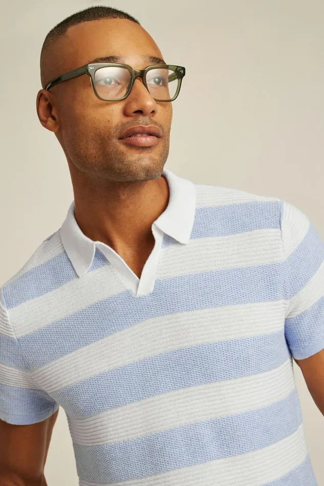 Men Soft Air Sweater Polo Cloudy Skies Stripe Bonobos Polos