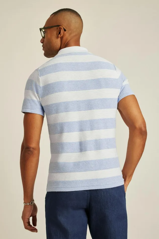 Men Soft Air Sweater Polo Cloudy Skies Stripe Bonobos Polos