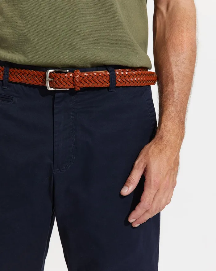 Men Sportscraft Shorts Apollo Woven Leather Belt Tan