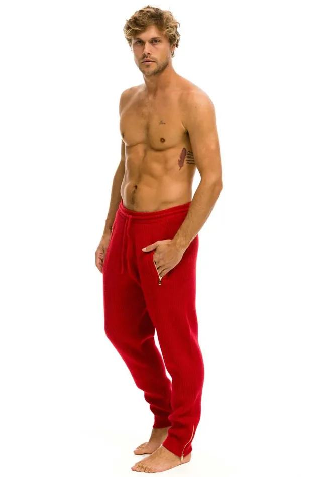 Men Sweatpants Aviator Nation Vintage Cabin Cashmere Sweater Pant 8211 Cherry