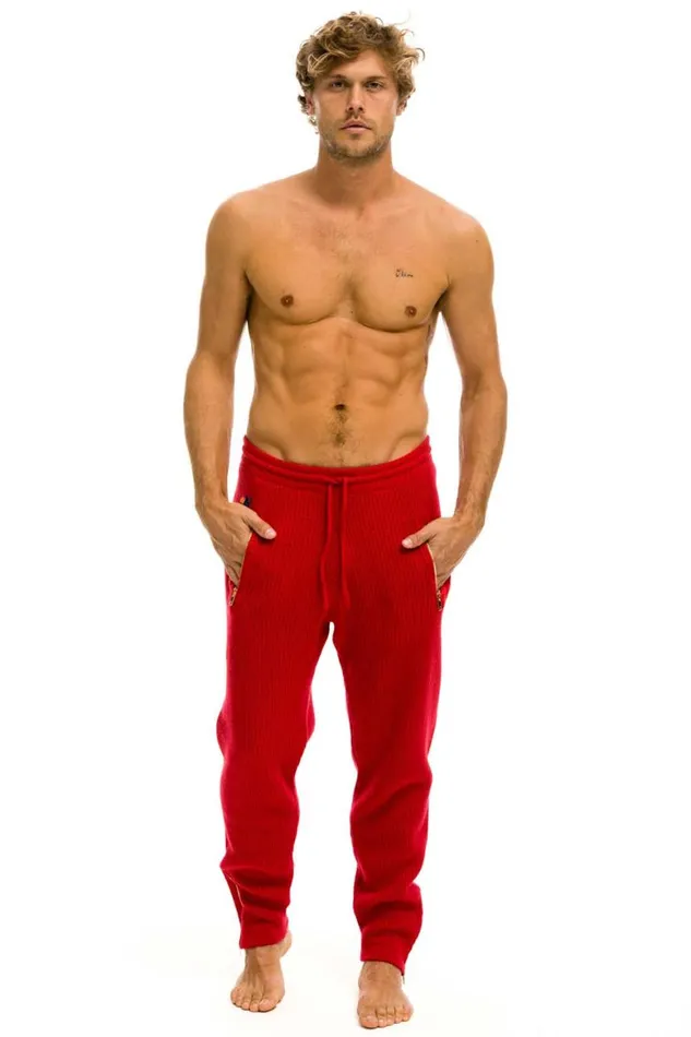 Men Sweatpants Aviator Nation Vintage Cabin Cashmere Sweater Pant 8211 Cherry