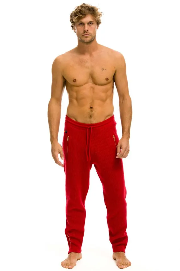 Men Sweatpants Aviator Nation Vintage Cabin Cashmere Sweater Pant 8211 Cherry