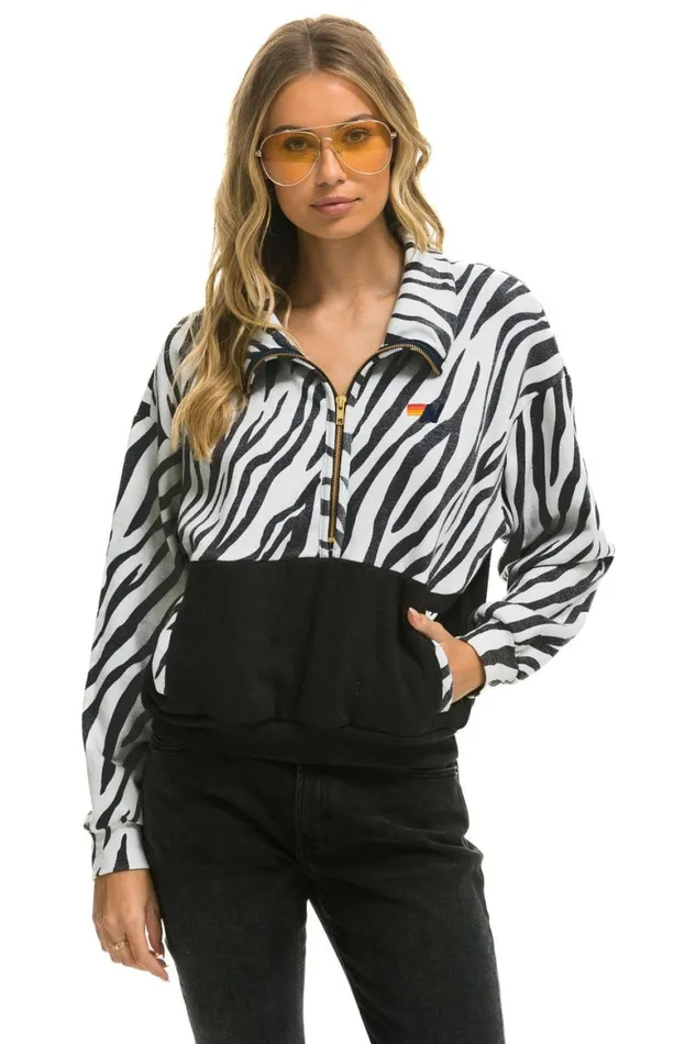 Men Sweatshirts Aviator Nation Zebra Fleece Unisex Half Zip Color Block Jacket 8211 Zebra Men Sweatshirts Aviator Nation Zebra Fleece Unisex Half Zip Color Block Jacket 8211 Zebra