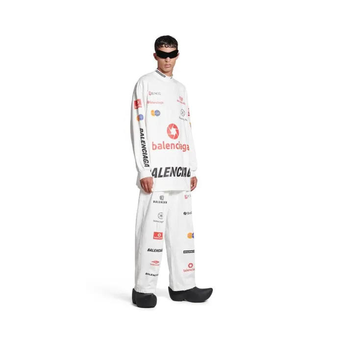 Men Tshirts Balenciaga Top League Long Sleeve Tshirt Oversized In White