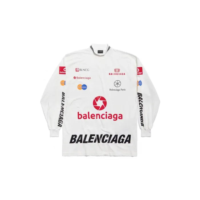 Men Tshirts Balenciaga Top League Long Sleeve Tshirt Oversized In White