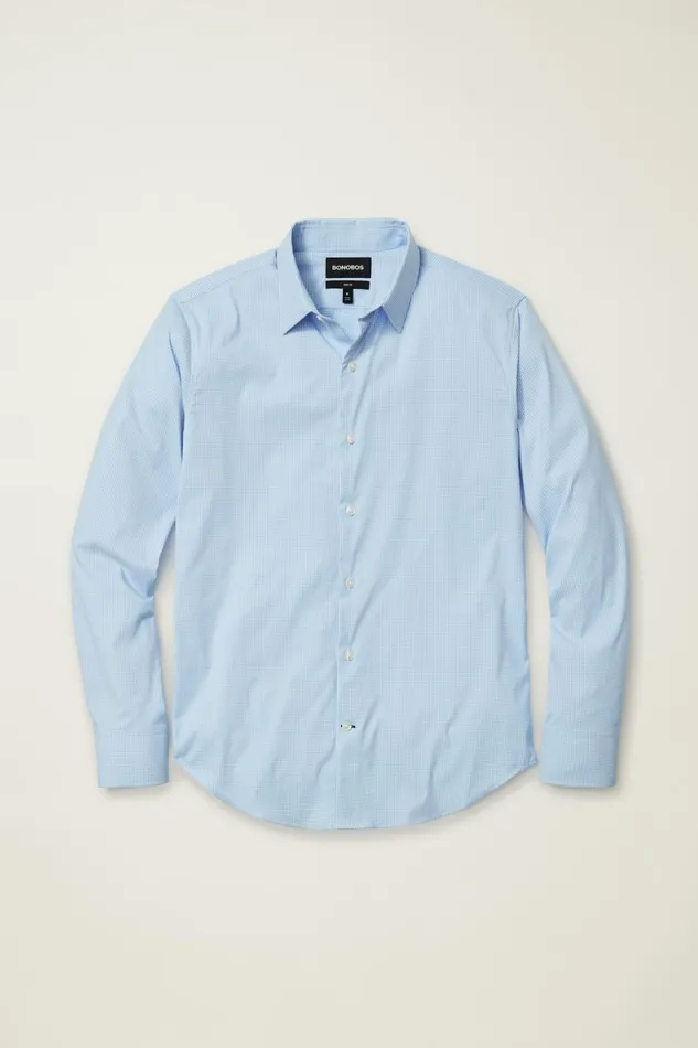 Men Tech Button Down Shirt Blue Bondi Gingham Bonobos Casual Shirts