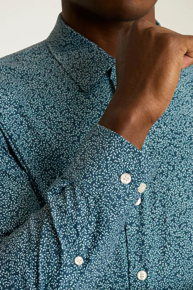 Men Tech Button Down Shirt Icy Blue Vines Bonobos Casual Shirts