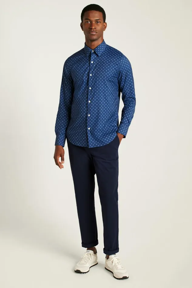 Men Tech Button Down Shirt Navy Matson Floral Bonobos Casual Shirts