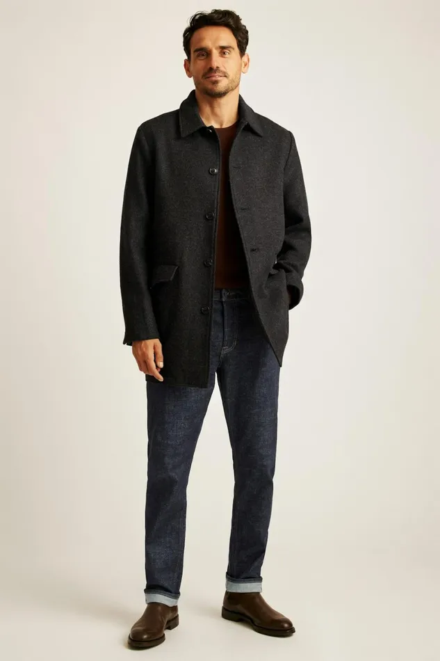 Men The Italian Wool Car Coat Charcoal Bonobos Jackets and Coats