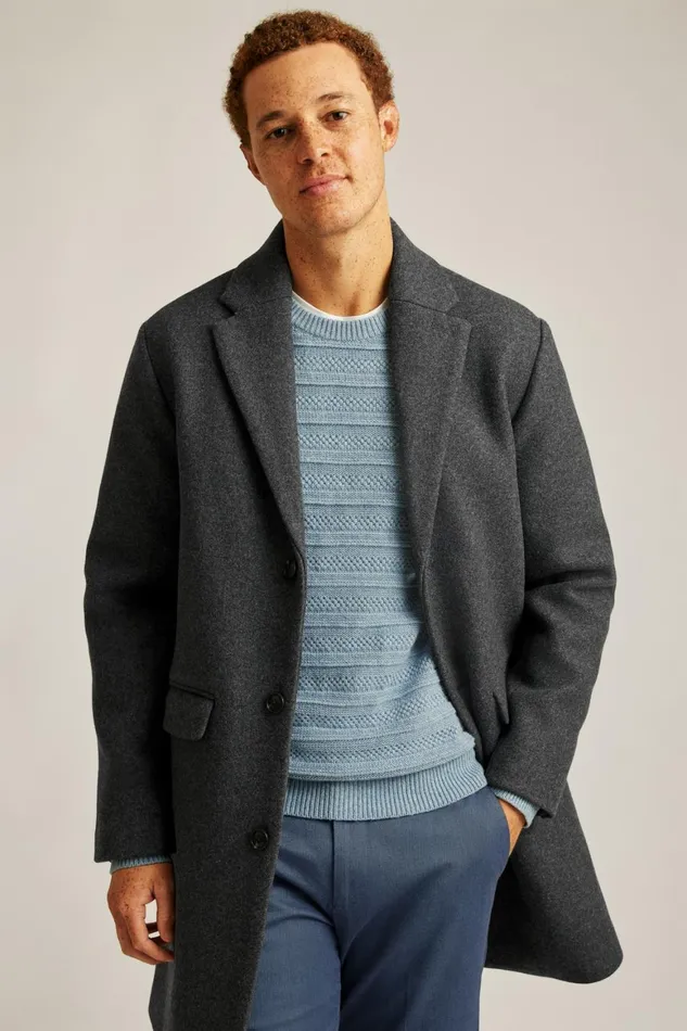 Men The Italian Wool Topcoat Charcoal Bonobos Jackets and Coats