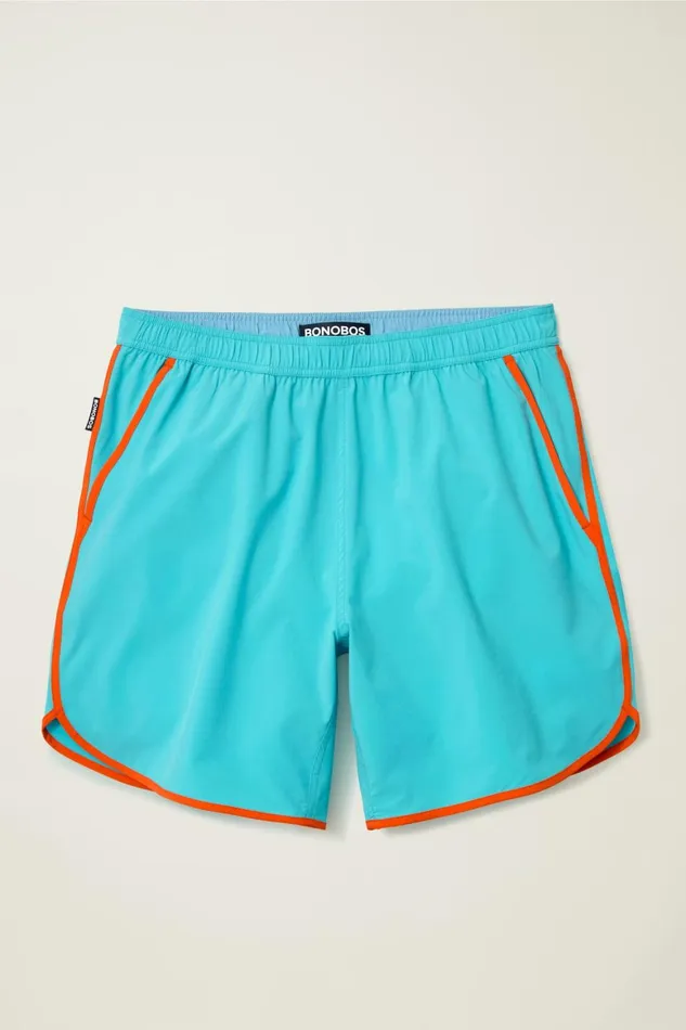 Men Throwback Swim Trunks Blue Mist Bonobos Swim Trunks