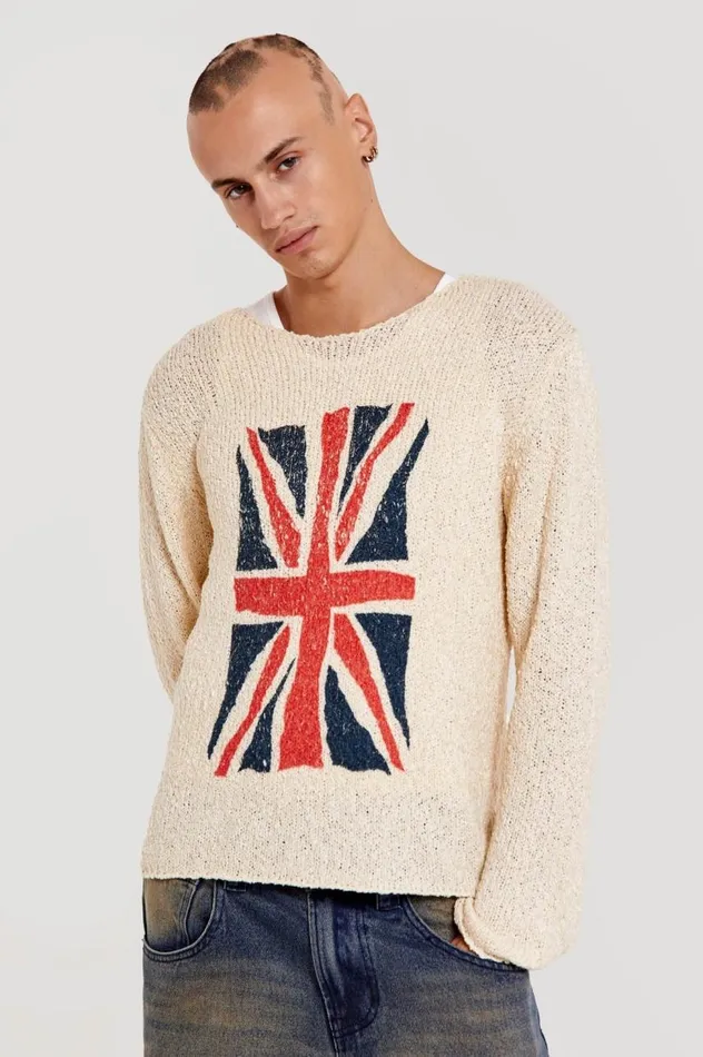 Men Union Jack Jacquard Knit Jumper Jaded London Knitwear