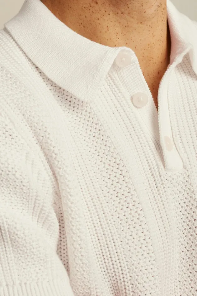 Men Vertical Stitch Sweater Polo Snow Bonobos Polos