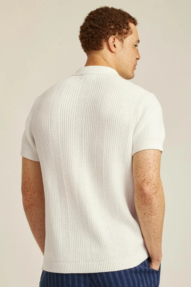 Men Vertical Stitch Sweater Polo Snow Bonobos Polos