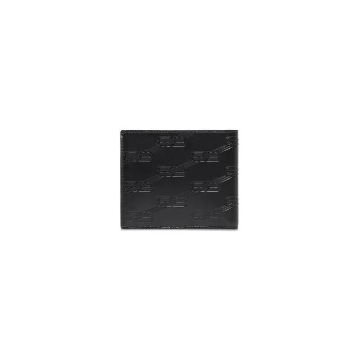 Men Wallets Balenciaga Embossed Monogram Square Folded Wallet Box In Black
