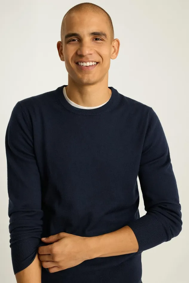 Men Washable Merino Crew Neck Sweater Navy Blue Bonobos Crew and VNeck Sweaters