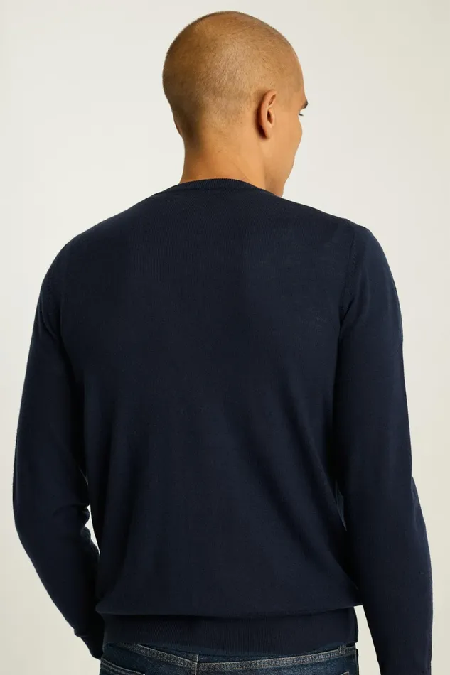 Men Washable Merino Crew Neck Sweater Navy Blue Bonobos Crew and VNeck Sweaters