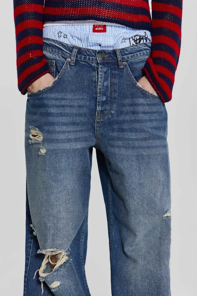 Men Washed Blue Busted Flare Colossus Jeans Jaded London Bootcut Jeans