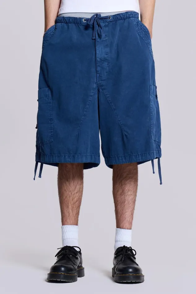 Men Washed Navy Parachute Short Jaded London Shorts and Jorts
