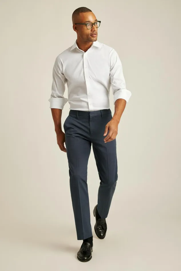 Men Weekday Warrior Dress Pants Monday Steel Blue Yarn Dye Bonobos Dress Pants