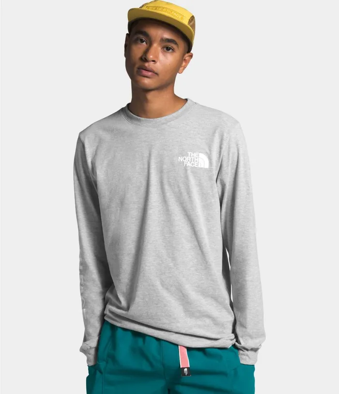 Mens Long Sleeve TNF Sleeve Hit Tee Tnf Light Grey Heather The North Face TShirts