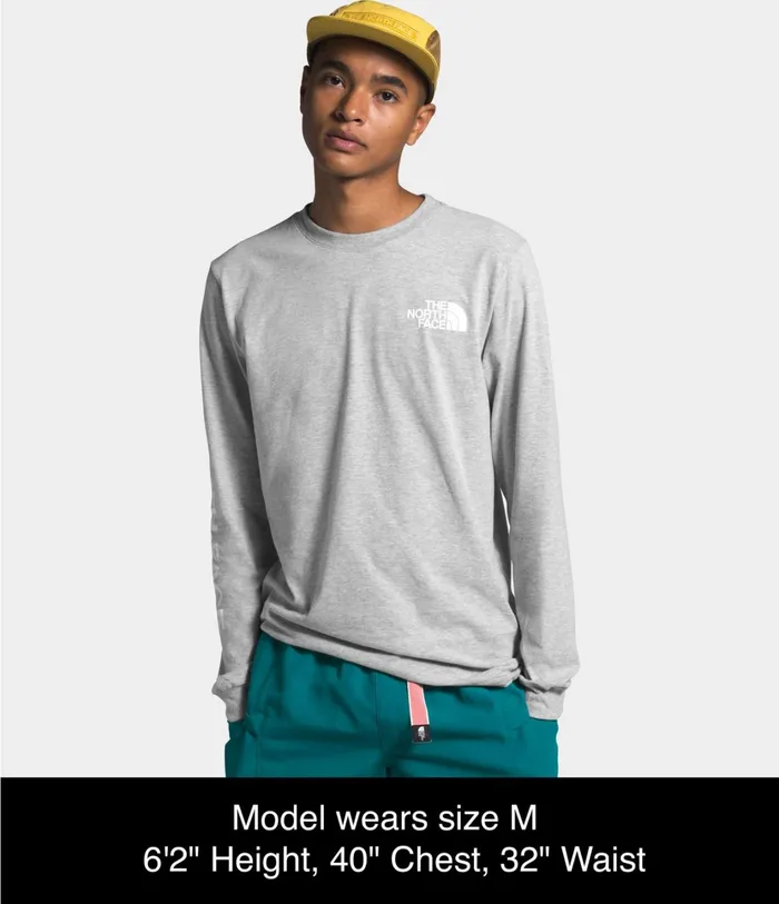 Mens Long Sleeve TNF Sleeve Hit Tee Tnf Light Grey Heather The North Face TShirts