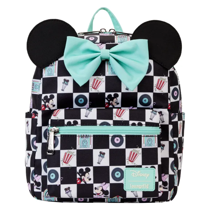 Mickey and Minnie Date Night Diner Checkered AllOver Print Nylon Square Mini Backpack Unisex Loungefly Backpacks Mickey and Minnie Date Night Diner Checkered AllOver Print Nylon Square Mini Backpack Unisex Loungefly Backpacks