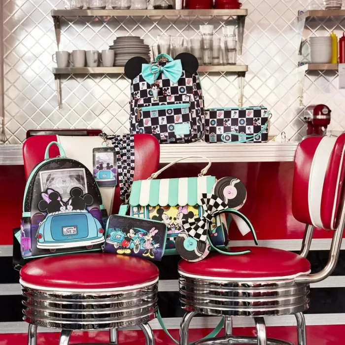 Mickey and Minnie Date Night Diner Checkered AllOver Print Nylon Square Mini Backpack Unisex Loungefly Backpacks Mickey and Minnie Date Night Diner Checkered AllOver Print Nylon Square Mini Backpack Unisex Loungefly Backpacks