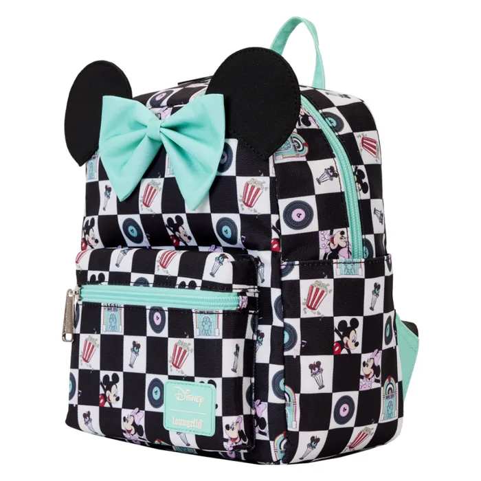 Mickey and Minnie Date Night Diner Checkered AllOver Print Nylon Square Mini Backpack Unisex Loungefly Backpacks Mickey and Minnie Date Night Diner Checkered AllOver Print Nylon Square Mini Backpack Unisex Loungefly Backpacks