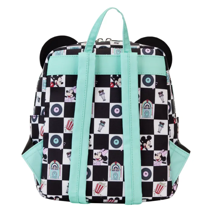 Mickey and Minnie Date Night Diner Checkered AllOver Print Nylon Square Mini Backpack Unisex Loungefly Backpacks Mickey and Minnie Date Night Diner Checkered AllOver Print Nylon Square Mini Backpack Unisex Loungefly Backpacks