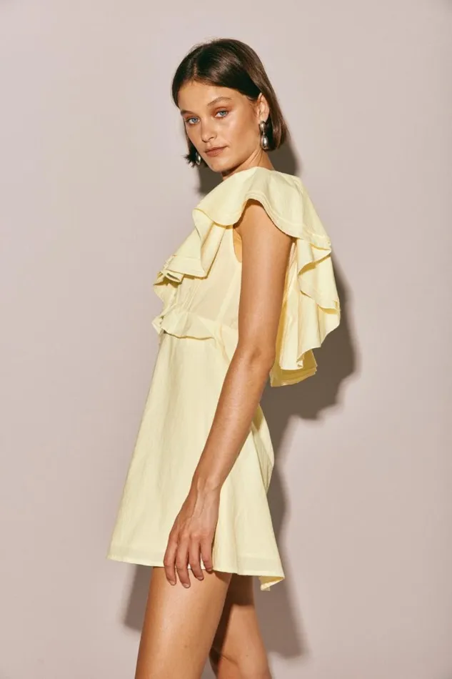 Mini Dresses Women VRG GRL Party Nights Frill Mini Dress Lemon Mini Dresses Women VRG GRL Party Nights Frill Mini Dress Lemon