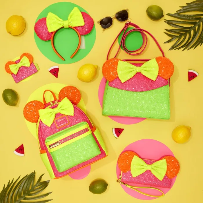 Minnie Mouse Exclusive Color Block Neon Sequin Ear Headband Unisex Loungefly Small Accessories Minnie Mouse Exclusive Color Block Neon Sequin Ear Headband Unisex Loungefly Small Accessories
