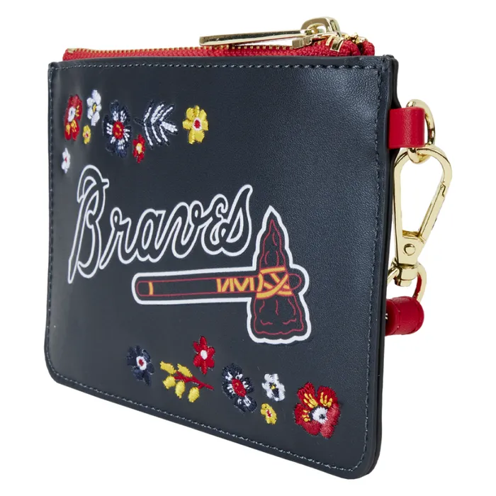 MLB Atlanta Braves Floral Card Holder Wristlet Clutch Unisex Loungefly Bags and Wallets MLB Atlanta Braves Floral Card Holder Wristlet Clutch Unisex Loungefly Bags and Wallets